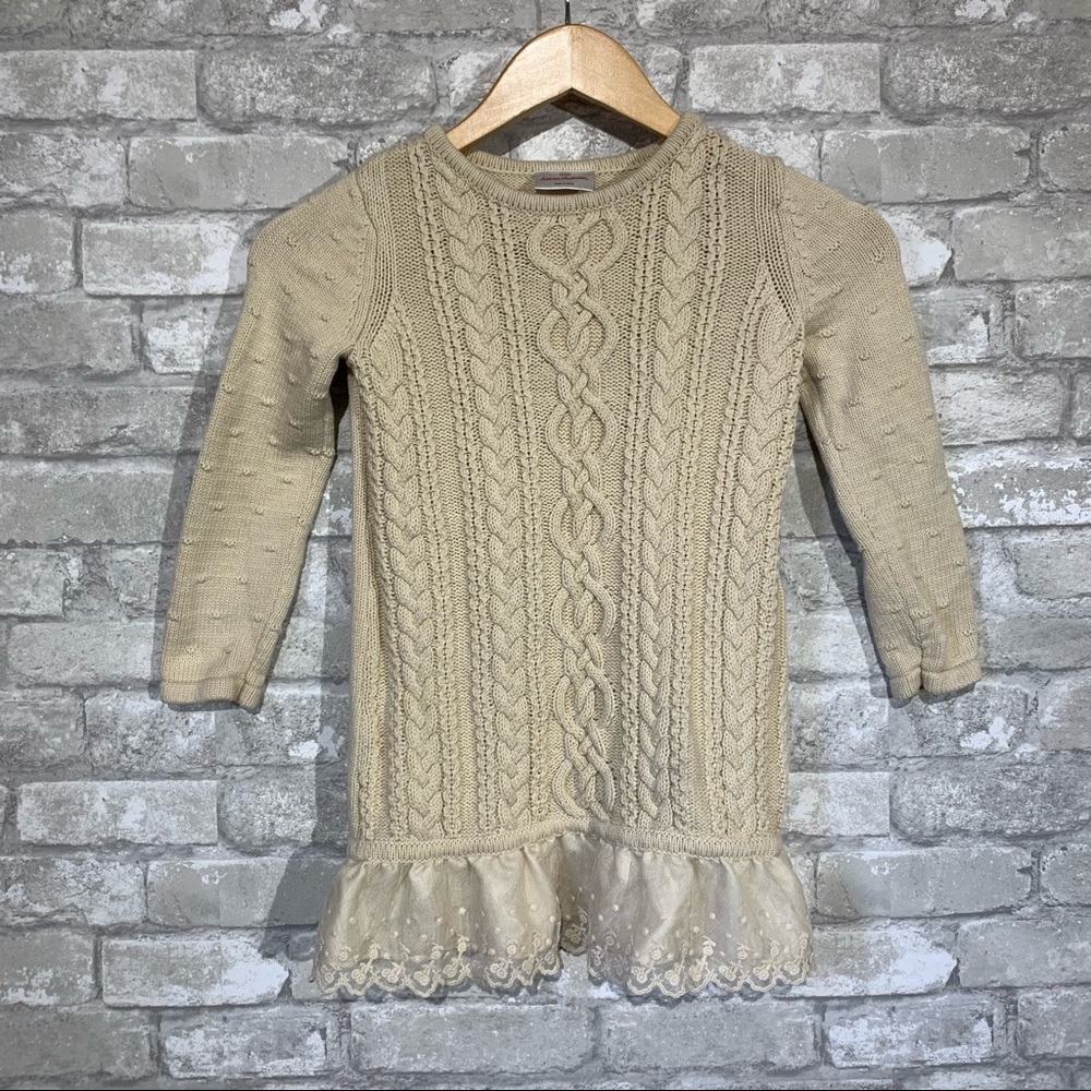 HANNA ANDERSSON CABLE KNIT SWEATER DRESS. MERINO WOOL BLEND. SIZE 5